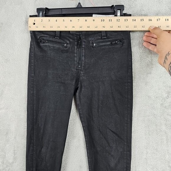 Rag & Bone Jeans Womens Size 26 Coated Black Skinny Ankle Zip Pintuck Stretch - Picture 5 of 11